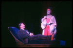 Actors Peter Allen & Julie Wilson in a scene fr. the Broadway musical "Legs Diamond." (New York)