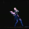 Actors Christine Andreas (whose role was eliminated during previews) & Peter Allen in a scene fr. the Broadway musical "Legs Diamond." (New York)