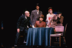 Actors Joe Silver (L), Christian Kauffmann (2L) & Julie Wilson (2R) in a scene fr. the Broadway musical "Legs Diamond." (New York)
