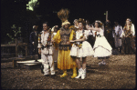 Actors Rob Campbell (2L) & Siobhan Fallon (C) w. cast in a scene fr. the New York Shakespeare Festival production of the play "As You Like It" at the Delacorte Theater in Central Park. (New York)