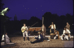 Actors (2L-3L) Jere Shea & Richard Libertini w. cast in a scene fr. the New York Shakespeare Festival production of the play "As You Like It" at the Delacorte Theater in Central Park. (New York)