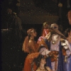 Actor Larry Block (R) w. cast in a scene fr. the New York Shakespeare Festival production of the play "Comedy of Errors" at the Delacorte Theater in Central Park. (New York)