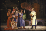 Actor Larry Block (R) w. cast in a scene fr. the New York Shakespeare Festival production of the play "Comedy of Errors" at the Delacorte Theater in Central Park. (New York)