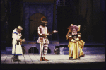Actors (L-R) Larry Block, John Michael Higgins & Kati Kuroda in a scene fr. the New York Shakespeare Festival production of the play "Comedy of Errors" at the Delacorte Theater in Central Park. (New York)