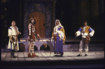 Actors (L-R) Larry Block, Boyd Gaines, Joseph Palmas & Peter Jacobson in a scene fr. the New York Shakespeare Festival production of the play "Comedy of Errors" at the Delacorte Theater in Central Park. (New York)