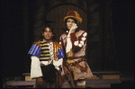 Actors (L-R) Peter Jacobson & Boyd Gaines in a scene fr. the New York Shakespeare Festival production of the play "Comedy of Errors" at the Delacorte Theater in Central Park. (New York)