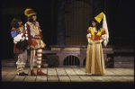 Actors (L-R) Peter Jacobson, Boyd Gaines & Marisa Tomei in a scene fr. the New York Shakespeare Festival production of the play "Comedy of Errors" at the Delacorte Theater in Central Park. (New York)