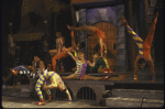Acrobats in a scene fr. the New York Shakespeare Festival production of the play "Comedy of Errors" at the Delacorte Theater in Central Park. (New York)