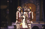Actors (L-R) Boyd Gaines, Karla Burns & John Michael Higgins in a scene fr. the New York Shakespeare Festival production of the play "Comedy of Errors" at the Delacorte Theater in Central Park. (New York)