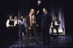 Actors (L-R) David Neumann, David Ossian, Ethan T. Bowen, Jeffrey Nordling, Michael Cumpsty and John Madden Towey in a scene from the New York Shakespeare Festival production of the play "Cymbeline." (New York)