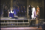 Actors (L-2L) Richard Russell Ramos and Larry Bryggman with cast members in a scene from the New York Shakespeare Festival production of the play "Henry IV Part 1." (New York)