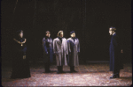 Actors (L-R) Richard Russell Ramos, Reese Madigan, Roger Bart, Arnold Molina & Thomas Gibson in a scene fr. the New York Shakespeare Festival production of the play "Henry IV Part 2." (New York)