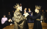 Actors (L-R) Diane Venora, Kevin Kline, Clement Fowler (Front), Brian Murray, Dana Ivey & Susan Gabriel (Front) in a scene fr. the New York Shakespeare Festival production of the play "Hamlet." (New York)