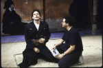 Actor Campbell Scott (L) with director Michael Greif (R) in a rehearsal shot from the New York Shakespeare Festival production of the play "Pericles." (New York)