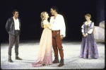 Actors (L-R) Christopher Walken, Kathryn Meisle, Raul Julia & Mary Beth Hurt in a scene fr. the New York Shakespeare Festival production of the play "Othello" at the Delacorte Theater in Central Park. (New York)