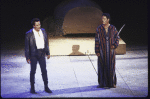 Actors (L-R) Christopher Walken & Raul Julia in a scene fr. the New York Shakespeare Festival production of the play "Othello" at the Delacorte Theater in Central Park. (New York)