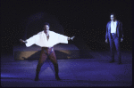 Actors (L-R) Raul Julia & Christopher Walken in a scene fr. the New York Shakespeare Festival production of the play "Othello" at the Delacorte Theater in Central Park. (New York)