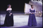 Actresses (L-R) Kathryn Meisle & Mary Beth Hurt in a scene fr. the New York Shakespeare Festival production of the play "Othello" at the Delacorte Theater in Central Park. (New York)