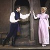 Actors Kevin Kline & Blythe Danner in a scene fr. the New York Shakespeare Festival production of the play "Much Ado About Nothing" at the Delacorte Theater in Central Park. (New York)