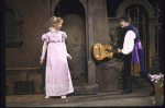 Actors Kevin Kline & Blythe Danner in a scene fr. the New York Shakespeare Festival production of the play "Much Ado About Nothing" at the Delacorte Theater in Central Park. (New York)