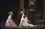 Actors (L-R) Blythe Danner, Robert Gerringer, Phoebe Cates & Richard Woods in a scene fr. the New York Shakespeare Festival production of the play "Much Ado About Nothing" at the Delacorte Theater in Central Park. (New York)