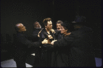 Actors (L-R) Thomas Kopache, Moses Gunn, Christopher Walken, Paul Hecht, Larry Bryggman & Andre Braugher in a scene fr. the New York Shakespeare Festival  production of the play "Coriolanus." (New York)