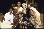 Actors (Top L-R) Jeff Goldblum, Mary Elizabeth Mastrantonio, Stephen Collins; (Front L-R) Charlaine Woodard, John Amos, Gregory Hines, Michelle Pfeiffer, Fisher Stevens from the NY Shakespeare Festival production of "Twelfth Night" in Central Park. (New York)