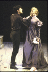 Actresses (L-R) Diane Venora (as Hamlet) & Pippa Pearthree in a scene fr. the New York Shakespeare Festival production of the play "Hamlet." (New York)