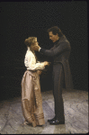 Actors Pippa Pearthree & Robert Westenberg in a scene fr. the New York Shakespeare Festival production of the play "Hamlet." (New York)