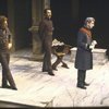 Actors (L-R) Rick Lieberman, Ralph Byers, George Hall & Diane Venora (as Hamlet) in a scene fr. the New York Shakespeare Festival production of the play "Hamlet." (New York)