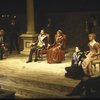 Actors (C-R) Bob Gunton, Kathleen Widdoes, Diane Venora (as Hamlet) & Pippa Pearthree in a scene fr. the New York Shakespeare Festival production of the play "Hamlet." (New York)