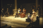 Actors (C-R) Bob Gunton, Kathleen Widdoes, Diane Venora (as Hamlet) & Pippa Pearthree in a scene fr. the New York Shakespeare Festival production of the play "Hamlet." (New York)