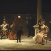 Actors (Front L-R) Bob Gunton, Diane Venora (as Hamlet) & Pippa Pearthree in a scene fr. the New York Shakespeare Festival production of the play "Hamlet." (New York)
