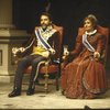 Actors Kathleen Widdoes & Bob Gunton in a scene fr. the New York Shakespeare Festival production of the play "Hamlet." (New York)