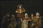 Actors (L-R) Mandy Patinkin, John Bottom, Kenneth McMillan, Beulah Garrick, Philip Casnoff & Philip Craig in a scene fr. the New York Shakespeare Festival production of the play "Henry IV Part 1" at the Delacorte Theatre in Central Park. (New York)