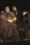 Actors (L-R) Kenneth McMillan & John Vickery in a scene fr. the New York Shakespeare Festival production of the play "Henry IV Part 1" at the Delacorte Theatre in Central Park. (New York)