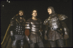 Actors (L-R) Ralph Byers, Mandy Patinkin & Robert Westenberg in a  scene fr. the New York Shakespeare Festival production of the play "Henry IV Part 1" at the Delacorte Theatre in Central Park. (New York)