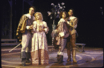 Actors (L-R) James Goodwin, Deborah Rush, Elizabeth McGovern, and Thomas Gibson in a scene from the New York Shakespeare Festival production of the play "Two Gentlemen of Verona" at the Delacorte Theater in Central Park. (New York)