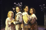 Actors (L-R) Deborah Rush, James Goodwin, Thomas Gibson and Elizabeth McGovern in a scene from the New York Shakespeare Festival production of the play "Two Gentlemen of Verona" at the Delacorte Theater in Central Park. (New York)