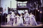 Actress Deborah Rush (C) with cast in a scene from the New York Shakespeare Festival production of the play "Two Gentlemen of Verona" at the Delacorte Theater in Central Park. (New York)