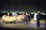 Actors (2L-R) Ross Lehman, Deirdre O'Connell, Helmar Augustus Cooper, Jeanne Tripplehorn & Frank Raiter in a scene fr. the New York Shakespeare Festival production of the play "'Tis Pity She's a Whore." (New York)