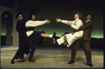 Actors (2L-2R) Marlo Marron & Ross Lehman in a scene fr. the New York Shakespeare Festival production of the play "'Tis Pity She's a Whore." (New York)