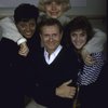 Actresses (L-R) Leslie Uggams, Carol Channing & Andrea McArdle w. composer Jerry Herman (C) in a publicity shot for the tour of the musical revue "Jerry's Girls." (New York)