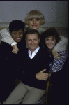 Actresses (L-R) Leslie Uggams, Carol Channing & Andrea McArdle w. composer Jerry Herman (C) in a publicity shot for the tour of the musical revue "Jerry's Girls." (New York)