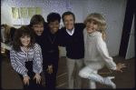 L-R) Actress Andrea McArdle, director Larry Alford, actress Leslie Uggams, composer Jerry Herman & actress Carol Channing in a publicity shot fr. the National tour of the musical revue "Jerry's Girls." (New York)