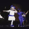 Actresses Carol Channing (2L) & Leslie Uggams (3R) w. cast in a scene fr. the National tour of the musical revue "Jerry's Girls." (New York)