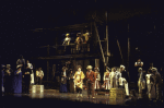 Actors Dorothy Stanley & Joel Blum (C) w. cast in a scene fr. the revival of the Broadway musical "Showboat." (New York)