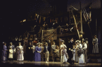 Actor John McMartin (RC, in black) w. cast in a scene fr. the revival of the Broadway musical "Showboat." (New York)
