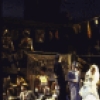 Actors Mark Jacoby & Rebecca Luker (C, on platform) w. cast in a scene fr. the revival of the Broadway musical "Showboat." (New York)