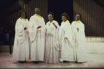 Actors (L-R) Gwen Stewart, Carl Hall, Queen Esther Marrow, Lynette G. DuPre & Doug Eskew in a scene fr. the Broadway  musical "Truly Blessed." (New York)
